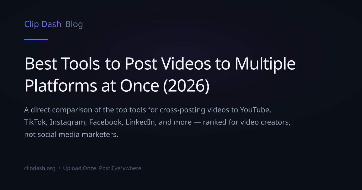 Best Tools to Post Videos to Multiple Platforms at Once (2026) — Clip ...